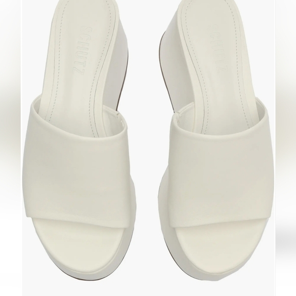 SHUTZ Marih Nappa Leather Platform Sandals In White. Size 8 - Picture 3 of 14